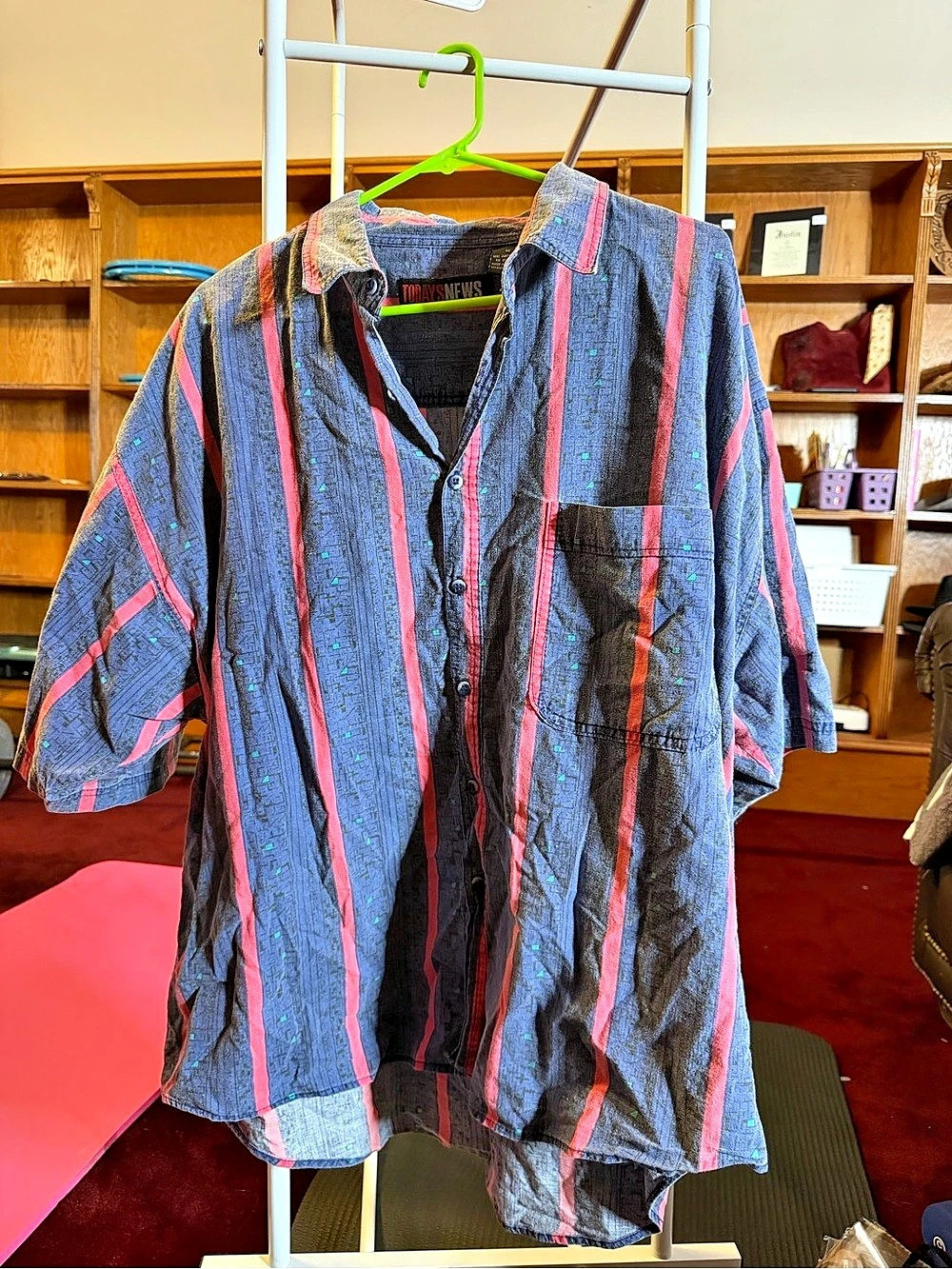 Vintage 90s Todays News Southwestern Striped Button Up Shirt Men's 3X 3XL